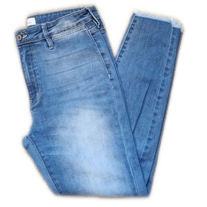 KanCan High Waisted Distressed Light Blue Slim Leg Denim Jeans, 9/28